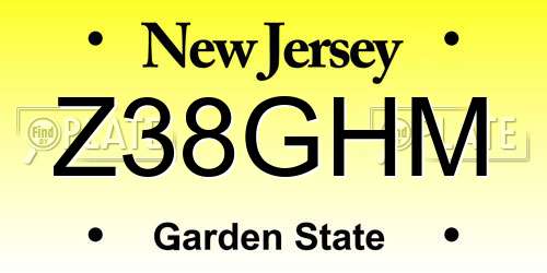 Z38GHM New Jersey License Plate
