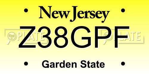 Z38GPF New Jersey License Plate