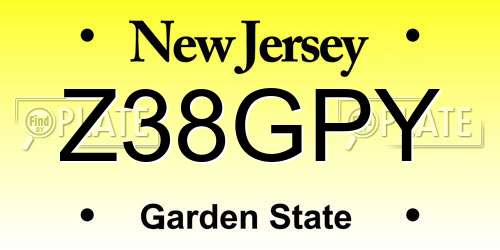 Z38GPY New Jersey License Plate