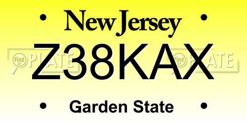 Z38KAX New Jersey License Plate