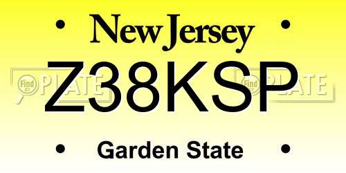 Z38KSP New Jersey License Plate