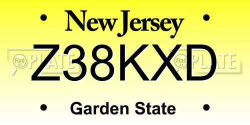 Z38KXD New Jersey License Plate