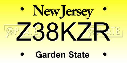 Z38KZR New Jersey License Plate