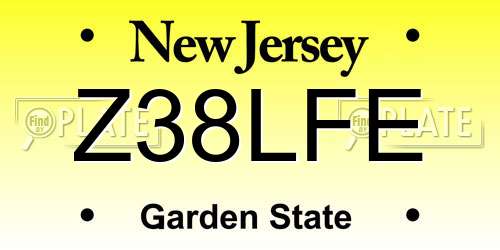 Z38LFE New Jersey License Plate