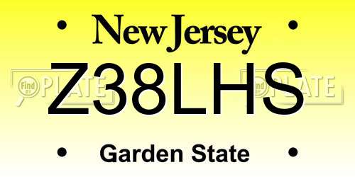 Z38LHS New Jersey License Plate