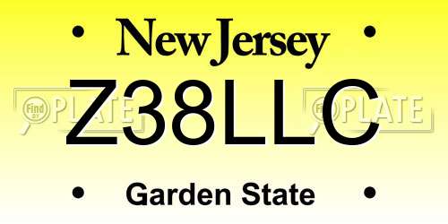 Z38LLC New Jersey License Plate