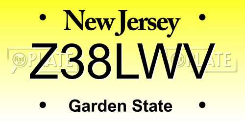 Z38LWV New Jersey License Plate