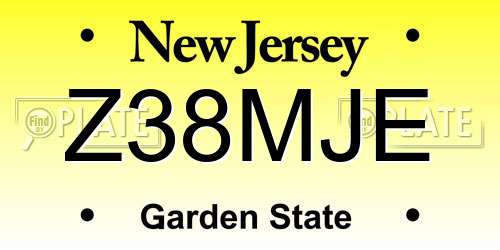 Z38MJE New Jersey License Plate