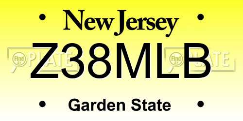 Z38MLB New Jersey License Plate