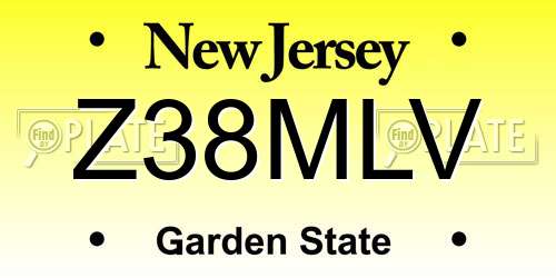 Z38MLV New Jersey License Plate