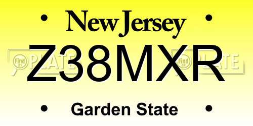 Z38MXR New Jersey License Plate