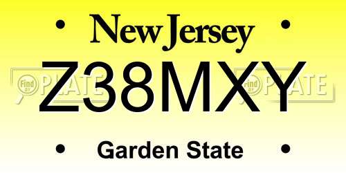 Z38MXY New Jersey License Plate