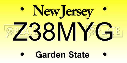 Z38MYG New Jersey License Plate