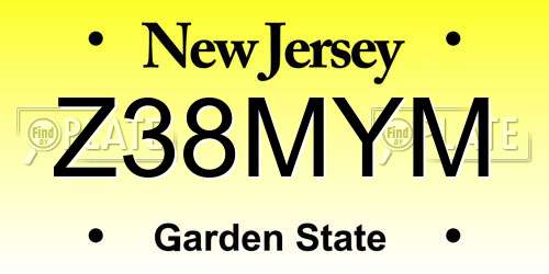 Z38MYM New Jersey License Plate