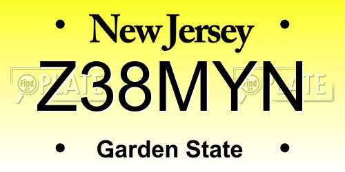 Z38MYN New Jersey License Plate