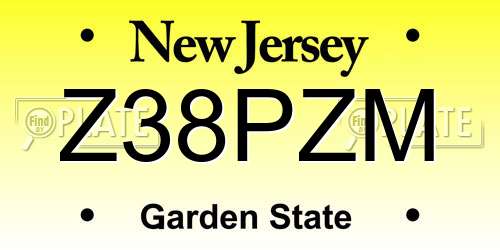 Z38PZM New Jersey License Plate