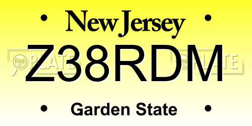 Z38RDM New Jersey License Plate