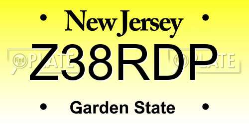 Z38RDP New Jersey License Plate