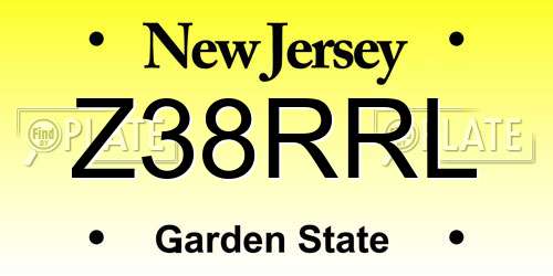 Z38RRL New Jersey License Plate