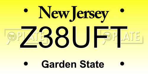 Z38UFT New Jersey License Plate