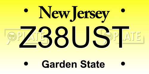 Z38UST New Jersey License Plate