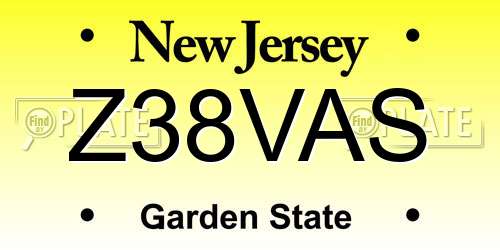 Z38VAS New Jersey License Plate