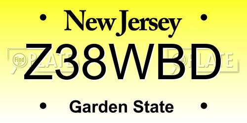 Z38WBD New Jersey License Plate