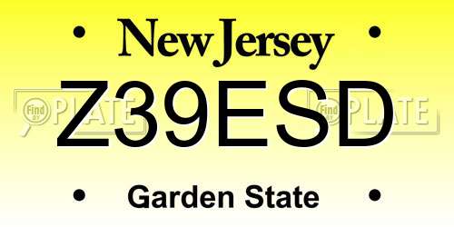 Z39ESD New Jersey License Plate