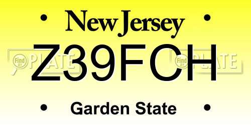 Z39FCH New Jersey License Plate