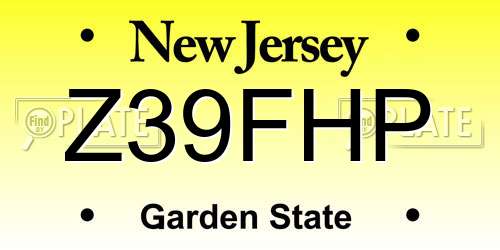 Z39FHP New Jersey License Plate