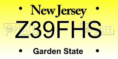 Z39FHS New Jersey License Plate