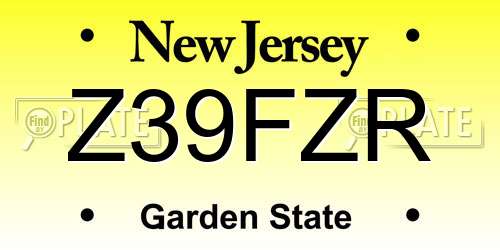 Z39FZR New Jersey License Plate