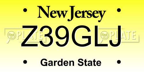 Z39GLJ New Jersey License Plate