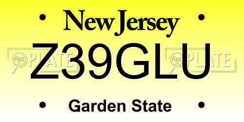 Z39GLU New Jersey License Plate