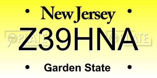 Z39HNA New Jersey License Plate