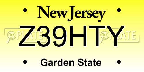 Z39HTY New Jersey License Plate