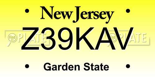 Z39KAV New Jersey License Plate