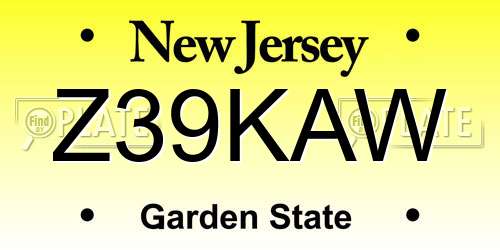 Z39KAW New Jersey License Plate