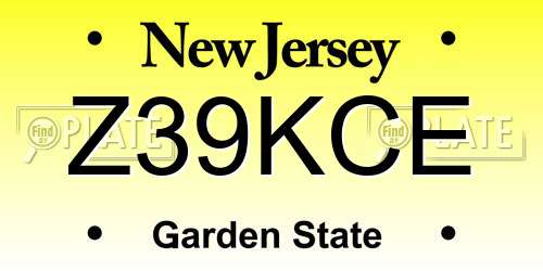 Z39KCE New Jersey License Plate