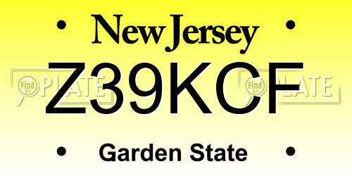 Z39KCF New Jersey License Plate