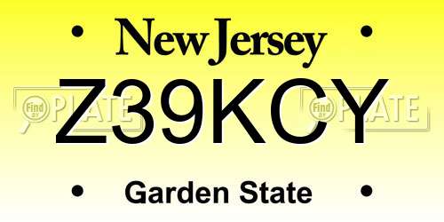 Z39KCY New Jersey License Plate
