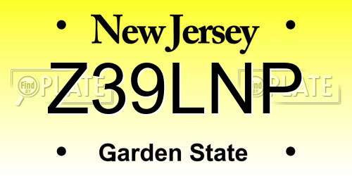 Z39LNP New Jersey License Plate