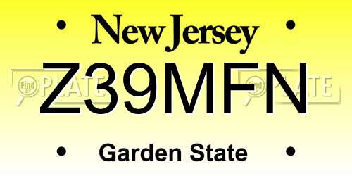 Z39MFN New Jersey License Plate
