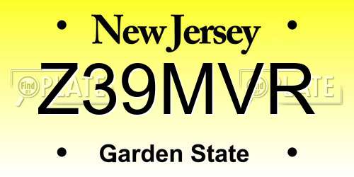 Z39MVR New Jersey License Plate