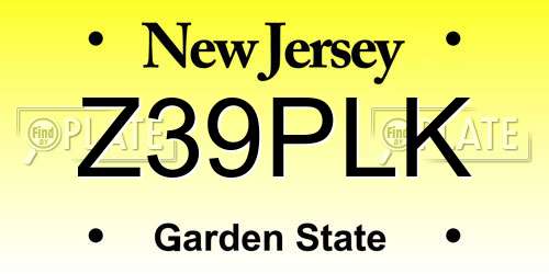 Z39PLK New Jersey License Plate
