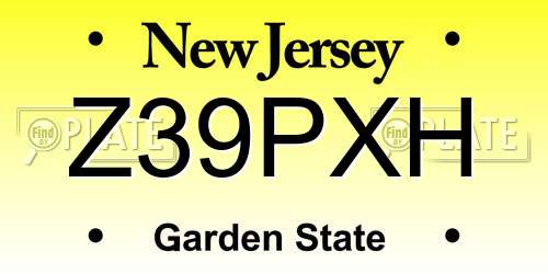 Z39PXH New Jersey License Plate