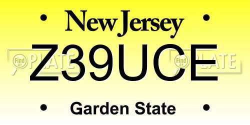 Z39UCE New Jersey License Plate