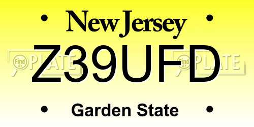 Z39UFD New Jersey License Plate