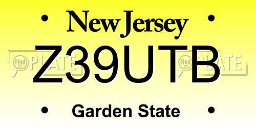 Z39UTB New Jersey License Plate