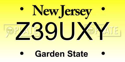 Z39UXY New Jersey License Plate